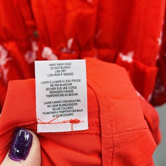 B Collection by Bobeau Womens Plus Size 3X Floral Print Shirt Dress in Red - Picture 9 of 10